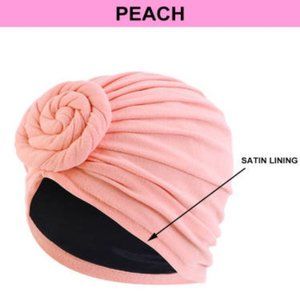 Peach Nude SATIN-LINED Turban Peach Turban Chemo Head wraps Gift